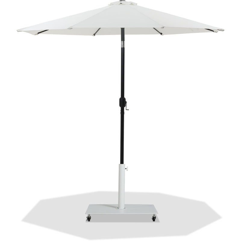 Meridian Fiji White Fabric / Matte White Aluminum Patio Umbrella with Base Sets IMAGE 1