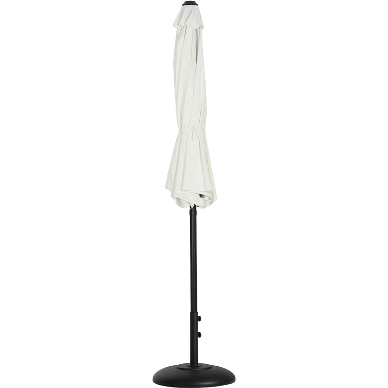 Meridian Fiji White Fabric / Matte Black Aluminum Patio Umbrella with Base Sets IMAGE 11