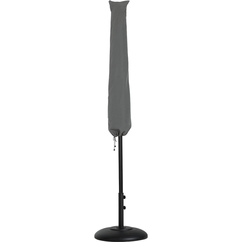 Meridian Fiji White Fabric / Matte Black Aluminum Patio Umbrella with Base Sets IMAGE 12