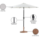 Meridian Fiji White Fabric / Teak Aluminum Patio Umbrella with Base Sets IMAGE 17