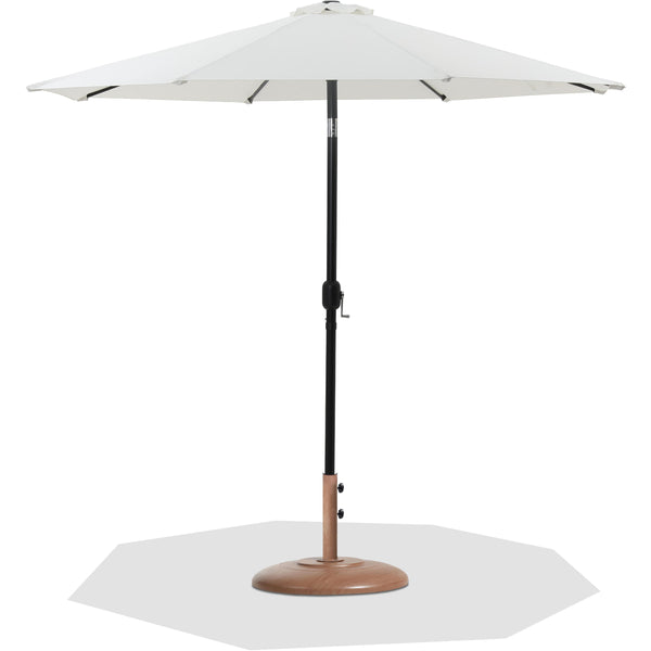 Meridian Fiji White Fabric / Teak Aluminum Patio Umbrella with Base Sets IMAGE 1