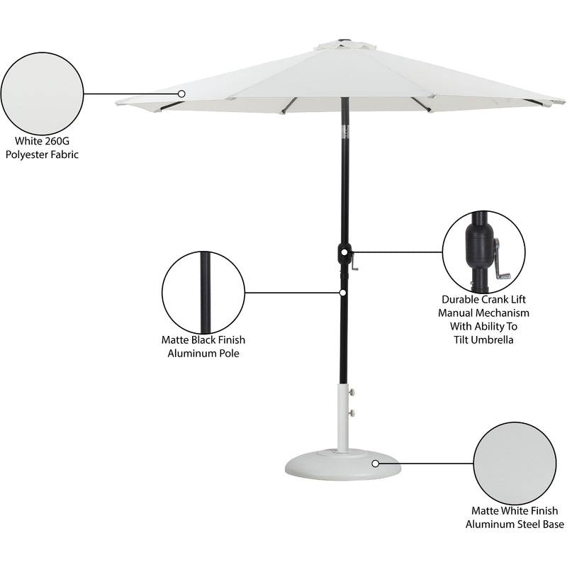 Meridian Fiji White Fabric / Matte White Aluminum Patio Umbrella with Base Sets IMAGE 17