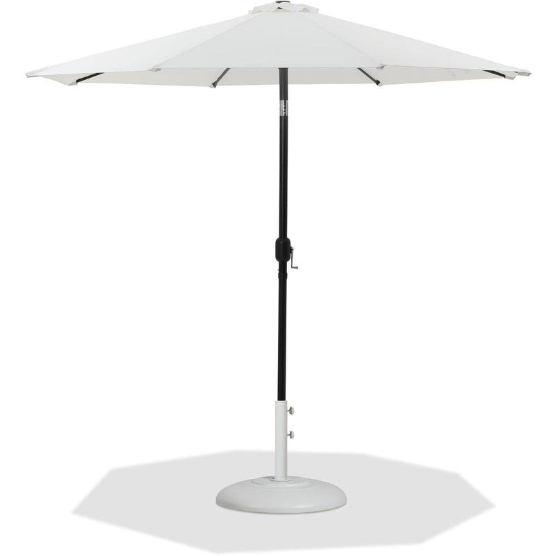 Meridian Fiji White Fabric / Matte White Aluminum Patio Umbrella with Base Sets IMAGE 1