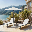 Meridian Fiji White Fabric / Matte White Aluminum Patio Umbrella with Base Sets IMAGE 2