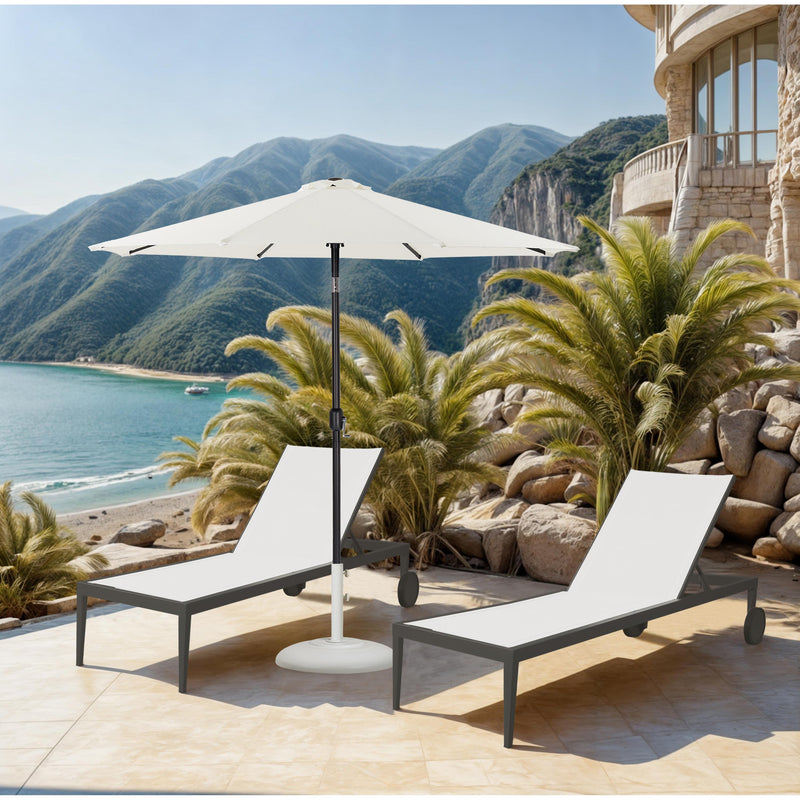 Meridian Fiji White Fabric / Matte White Aluminum Patio Umbrella with Base Sets IMAGE 2