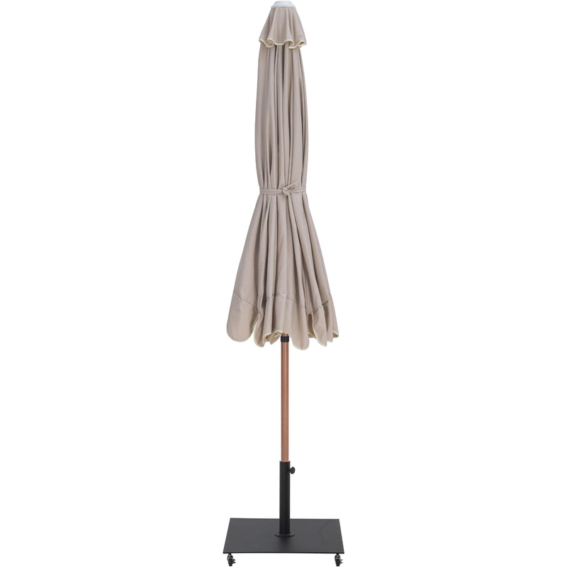 Meridian Amalfi Beige Fabric With Cream Piping / Matte Black Aluminum Patio Umbrella with Base Sets IMAGE 13