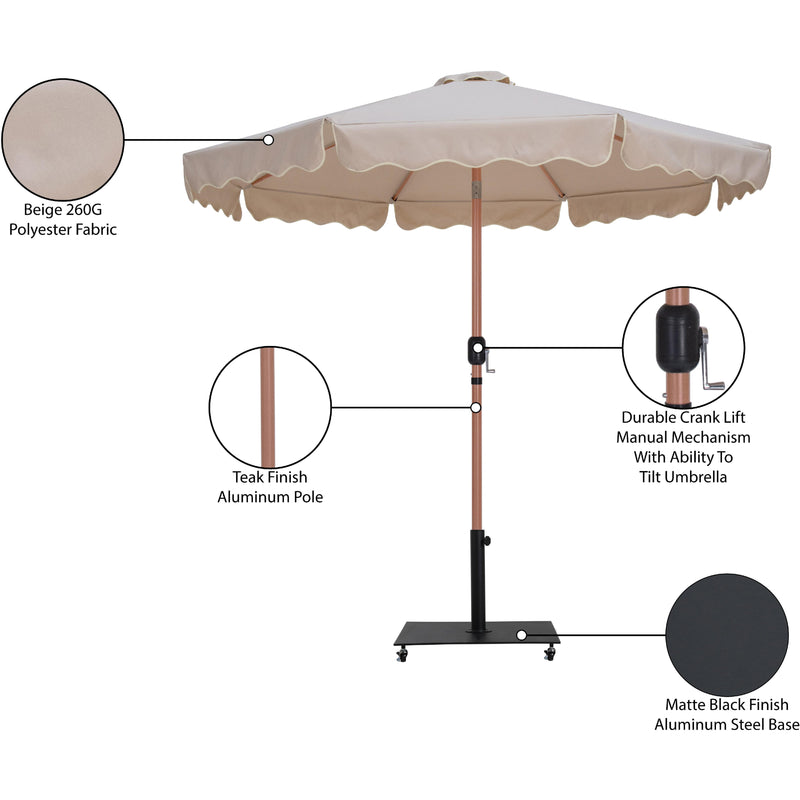 Meridian Amalfi Beige Fabric With Cream Piping / Matte Black Aluminum Patio Umbrella with Base Sets IMAGE 19