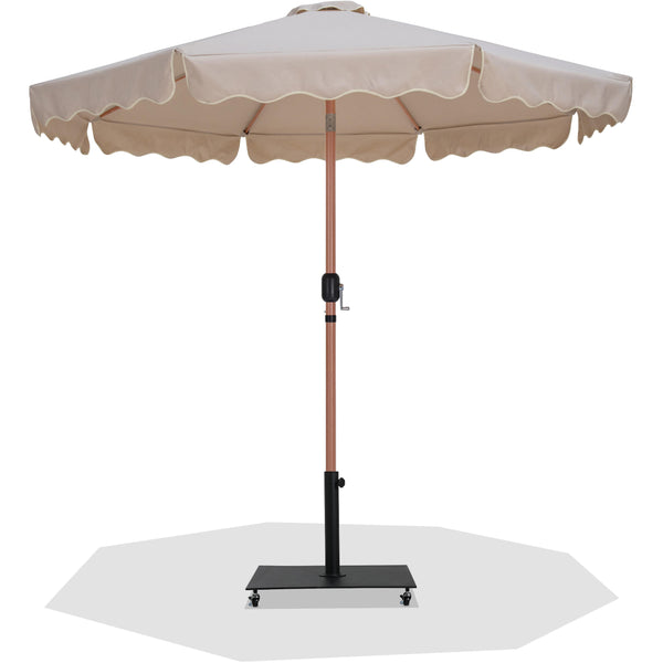 Meridian Amalfi Beige Fabric With Cream Piping / Matte Black Aluminum Patio Umbrella with Base Sets IMAGE 1