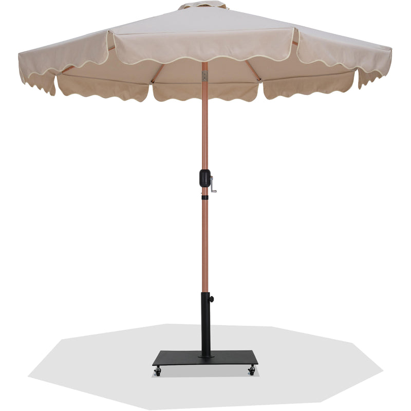 Meridian Amalfi Beige Fabric With Cream Piping / Matte Black Aluminum Patio Umbrella with Base Sets IMAGE 1
