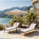 Meridian Amalfi Beige Fabric With Cream Piping / Matte Black Aluminum Patio Umbrella with Base Sets IMAGE 2