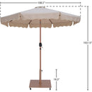 Meridian Amalfi Beige Fabric With Cream Piping / Teak Aluminum Patio Umbrella with Base Sets IMAGE 18