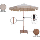 Meridian Amalfi Beige Fabric With Cream Piping / Teak Aluminum Patio Umbrella with Base Sets IMAGE 19