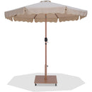 Meridian Amalfi Beige Fabric With Cream Piping / Teak Aluminum Patio Umbrella with Base Sets IMAGE 1