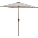 Meridian Amalfi Beige Fabric With Cream Piping / Teak Aluminum Patio Umbrella with Base Sets IMAGE 3