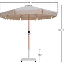 Meridian Amalfi Beige Fabric With Cream Piping / Matte White Aluminum Patio Umbrella with Base Sets IMAGE 18