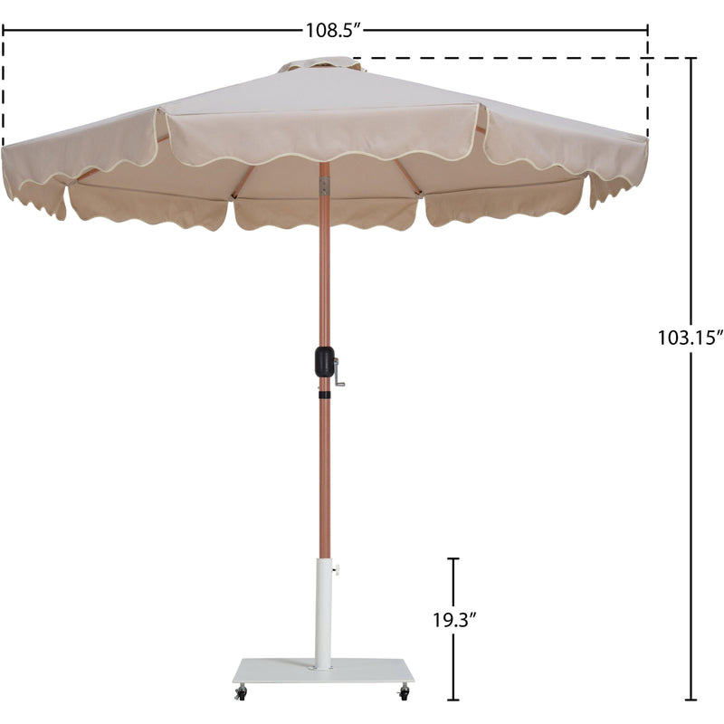 Meridian Amalfi Beige Fabric With Cream Piping / Matte White Aluminum Patio Umbrella with Base Sets IMAGE 18
