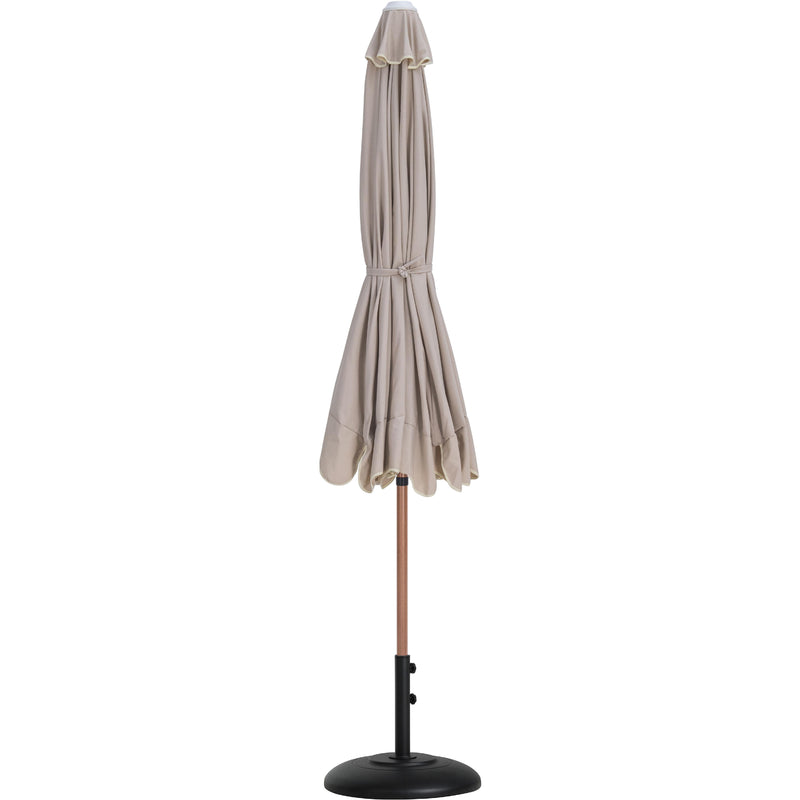 Meridian Amalfi Beige Fabric With Cream Piping / Matte Black Aluminum Patio Umbrella with Base Sets IMAGE 11