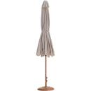 Meridian Amalfi Beige Fabric With Cream Piping / Teak Aluminum Patio Umbrella with Base Sets IMAGE 11