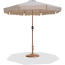Meridian Amalfi Beige Fabric With Cream Piping / Teak Aluminum Patio Umbrella with Base Sets IMAGE 1