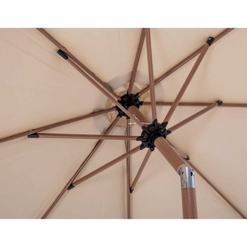 Meridian Amalfi Beige Fabric With Cream Piping / Matte White Aluminum Patio Umbrella with Base Sets IMAGE 14