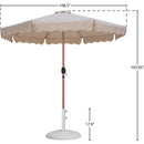 Meridian Amalfi Beige Fabric With Cream Piping / Matte White Aluminum Patio Umbrella with Base Sets IMAGE 16