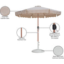 Meridian Amalfi Beige Fabric With Cream Piping / Matte White Aluminum Patio Umbrella with Base Sets IMAGE 17