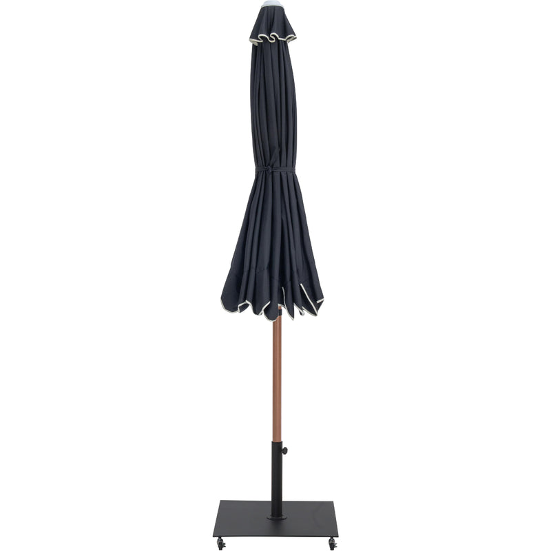 Meridian Amalfi Black Fabric With Cream Piping / Matte Black Aluminum Patio Umbrella with Base Sets IMAGE 13