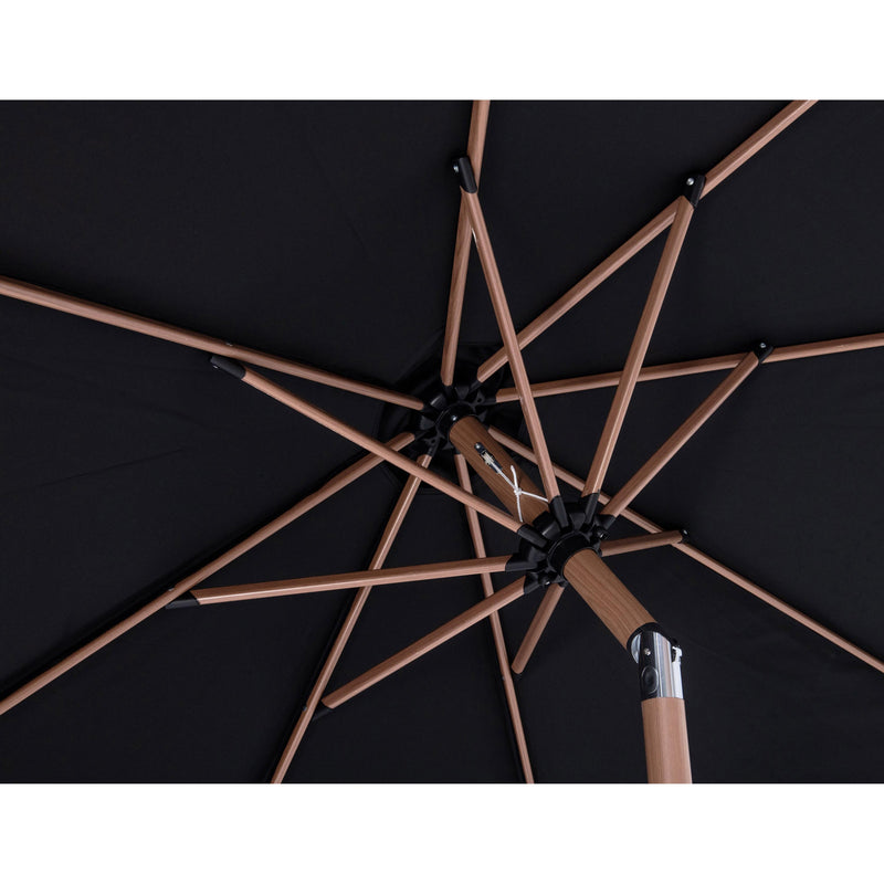 Meridian Amalfi Black Fabric With Cream Piping / Matte Black Aluminum Patio Umbrella with Base Sets IMAGE 16