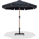Meridian Amalfi Black Fabric With Cream Piping / Matte Black Aluminum Patio Umbrella with Base Sets IMAGE 1