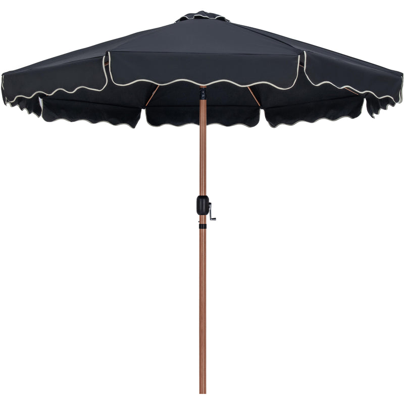 Meridian Amalfi Black Fabric With Cream Piping / Matte Black Aluminum Patio Umbrella with Base Sets IMAGE 3