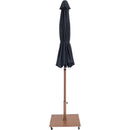 Meridian Amalfi Black Fabric With Cream Piping / Teak Aluminum Patio Umbrella with Base Sets IMAGE 13