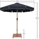 Meridian Amalfi Black Fabric With Cream Piping / Teak Aluminum Patio Umbrella with Base Sets IMAGE 18