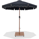 Meridian Amalfi Black Fabric With Cream Piping / Teak Aluminum Patio Umbrella with Base Sets IMAGE 1