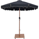 Meridian Amalfi Black Fabric With Cream Piping / Teak Aluminum Patio Umbrella with Base Sets IMAGE 3