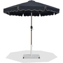 Meridian Amalfi Black Fabric With Cream Piping / Matte White Aluminum Patio Umbrella with Base Sets IMAGE 1