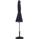 Meridian Amalfi Black Fabric With Cream Piping / Matte Black Aluminum Patio Umbrella with Base Sets IMAGE 11