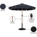 Meridian Amalfi Black Fabric With Cream Piping / Matte Black Aluminum Patio Umbrella with Base Sets IMAGE 17