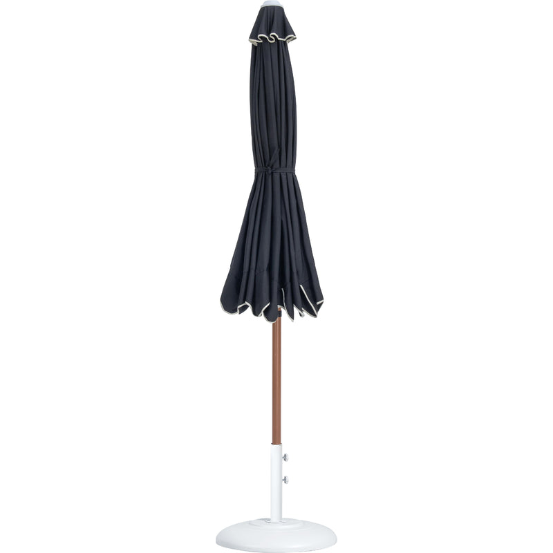 Meridian Amalfi Black Fabric With Cream Piping / Matte White Aluminum Patio Umbrella with Base Sets IMAGE 11