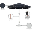Meridian Amalfi Black Fabric With Cream Piping / Matte White Aluminum Patio Umbrella with Base Sets IMAGE 17