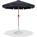 Meridian Amalfi Black Fabric With Cream Piping / Matte White Aluminum Patio Umbrella with Base Sets IMAGE 1