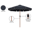 Meridian Amalfi Black With Cream Piping Fabric Patio Umbrellas IMAGE 11