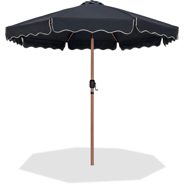 Meridian Amalfi Black With Cream Piping Fabric Patio Umbrellas IMAGE 1