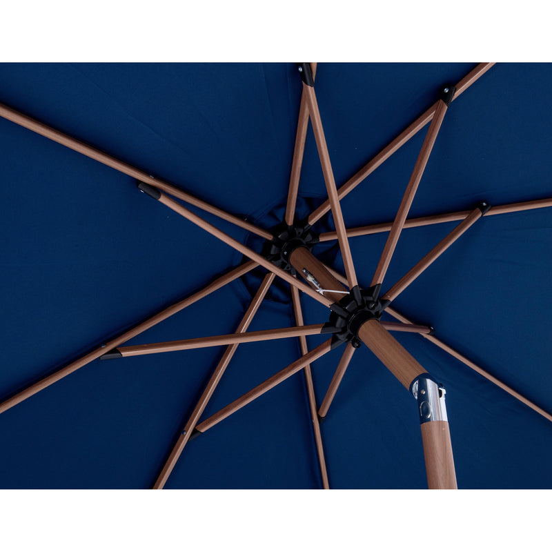Meridian Amalfi Navy Fabric With Cream Piping / Matte Black Aluminum Patio Umbrella with Base Sets IMAGE 16
