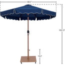 Meridian Amalfi Navy Fabric With Cream Piping / Teak Aluminum Patio Umbrella with Base Sets IMAGE 18