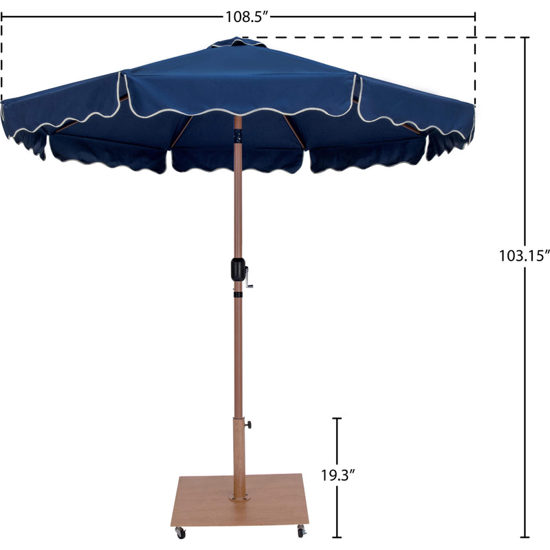 Meridian Amalfi Navy Fabric With Cream Piping / Teak Aluminum Patio Umbrella with Base Sets IMAGE 18