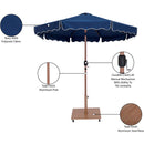 Meridian Amalfi Navy Fabric With Cream Piping / Teak Aluminum Patio Umbrella with Base Sets IMAGE 19