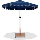 Meridian Amalfi Navy Fabric With Cream Piping / Teak Aluminum Patio Umbrella with Base Sets IMAGE 1