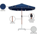 Meridian Amalfi Navy Fabric With Cream Piping / Matte White Aluminum Patio Umbrella with Base Sets IMAGE 19