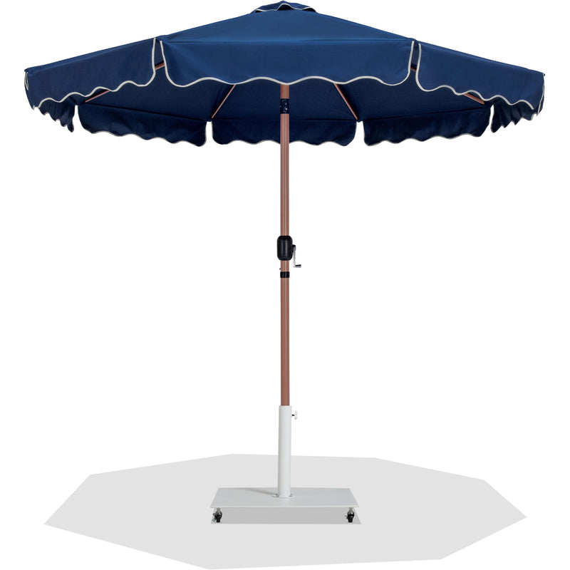 Meridian Amalfi Navy Fabric With Cream Piping / Matte White Aluminum Patio Umbrella with Base Sets IMAGE 1