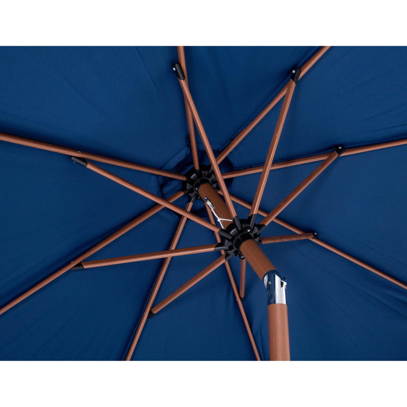 Meridian Amalfi Navy Fabric With Cream Piping / Matte Black Aluminum Patio Umbrella with Base Sets IMAGE 14